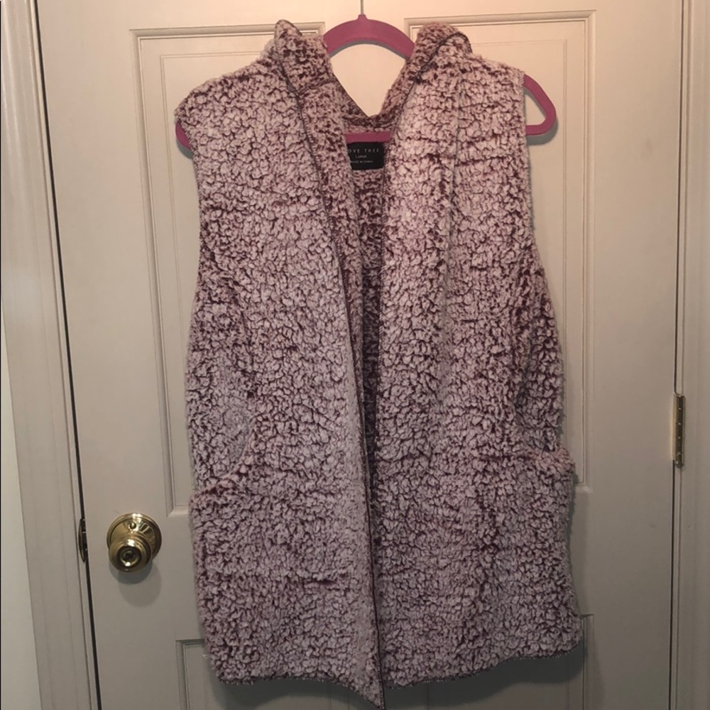 Vest/Cardigan with hood & pockets.